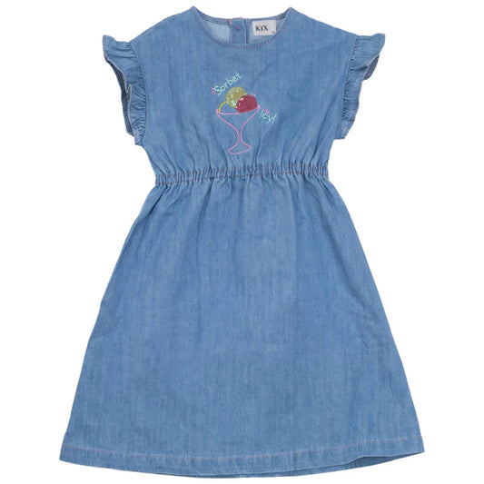 Denim Sorbet Frill Sleeve Dress