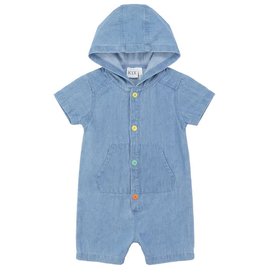 Denim Colored Snaps Romper