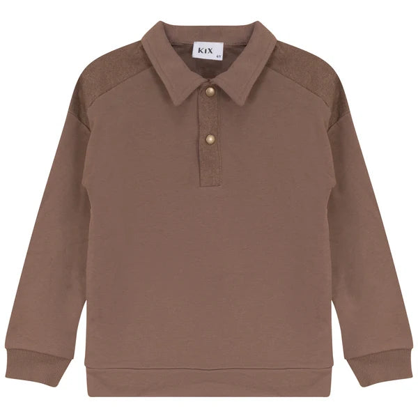 Denim Detail Polo - Brown