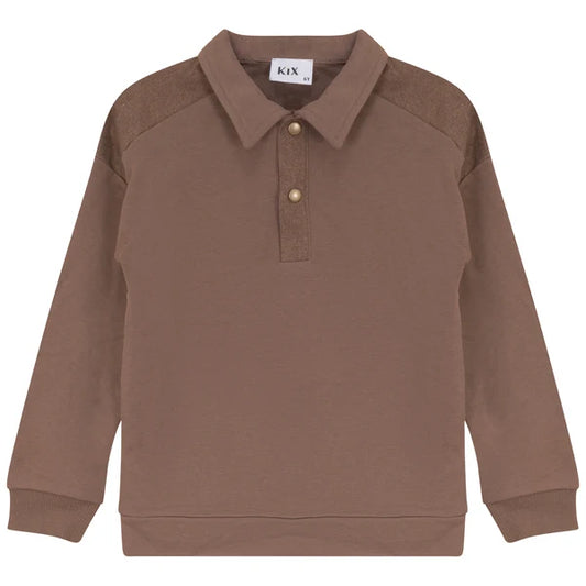 Denim Detail Polo - Brown