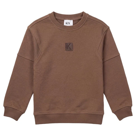 Drop Shoulder Sweatshirt - Brown