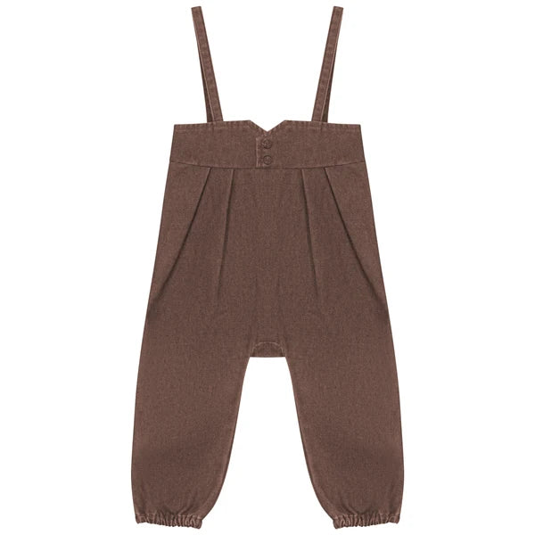 Yoke Detail Denim Romper - Brown Denim