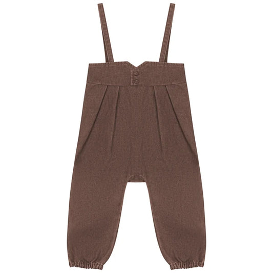 Yoke Detail Denim Romper - Brown Denim