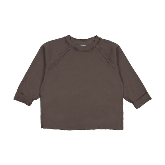 Raglan Sleeve Raw Edge Sweatshirt- Chestnut