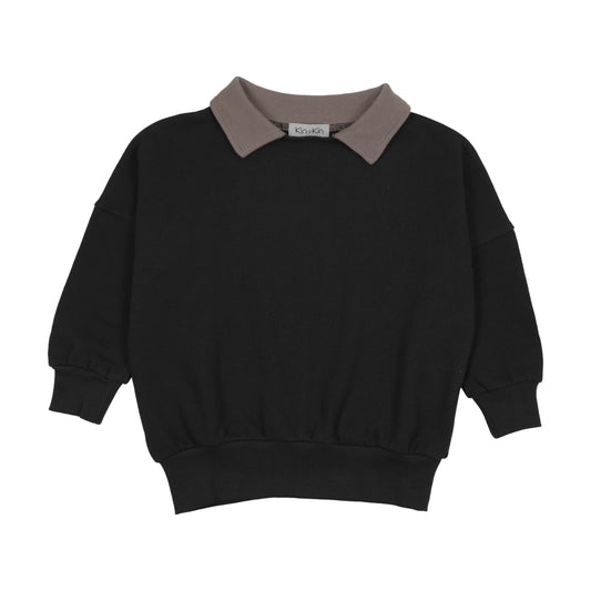 Contrast Collar Sweatshirt- Black