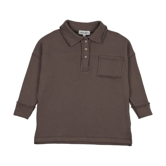 Raw Edge Pocket Sweatshirt- Chestnut