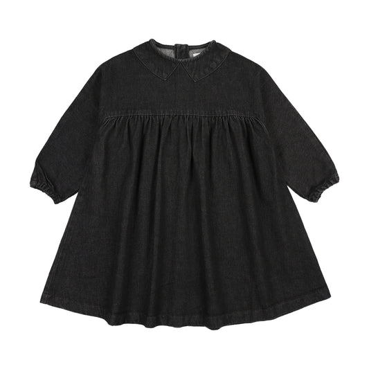 Peter Pan Collar Dress- Black