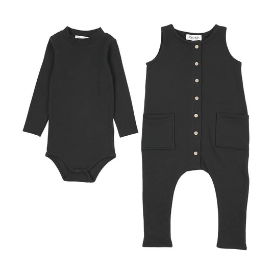 Baby Jumpsuit+ Onesie Set- Black
