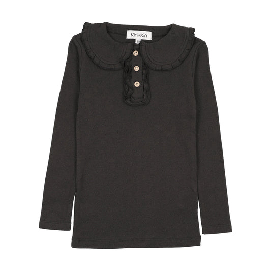 Heart Pointelle T-Shirt- Black