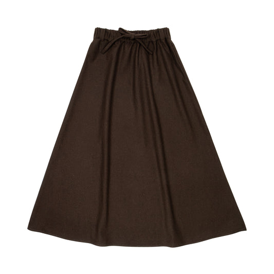 Wool Maxi Skirt Brown