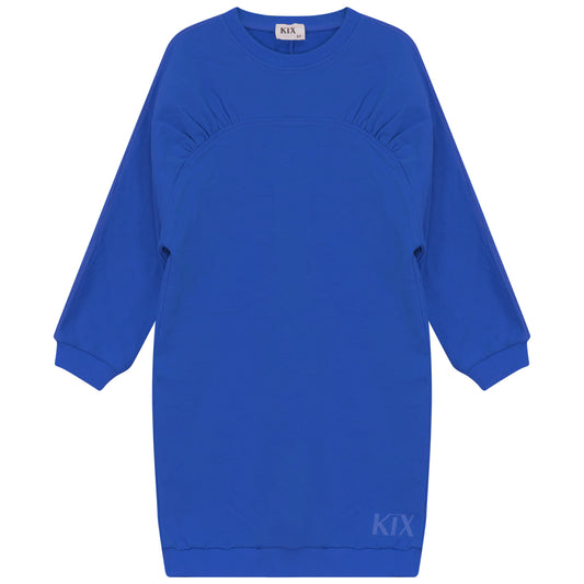 ROUND YOKE DRESS  BLUE