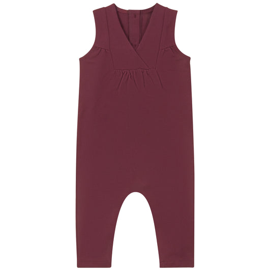 V DETAIL BG ROMPER WINE