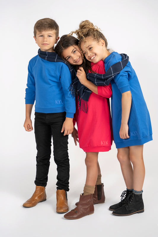 ROUND YOKE DRESS  BLUE