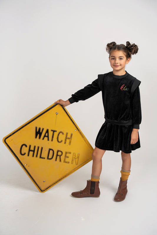RIB EDGE VELOUR  DRESS
