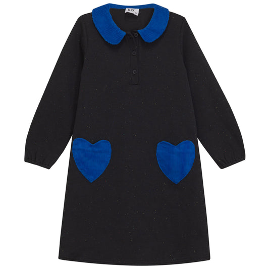 CORDUROY COLLAR SPECKLED DRESS