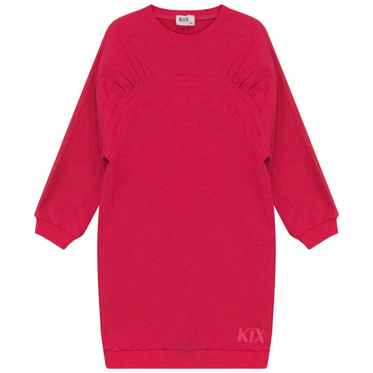 ROUND YOKE DRESS FUCHSIA