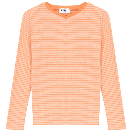 Striped Ribbed Coral T-Shirt