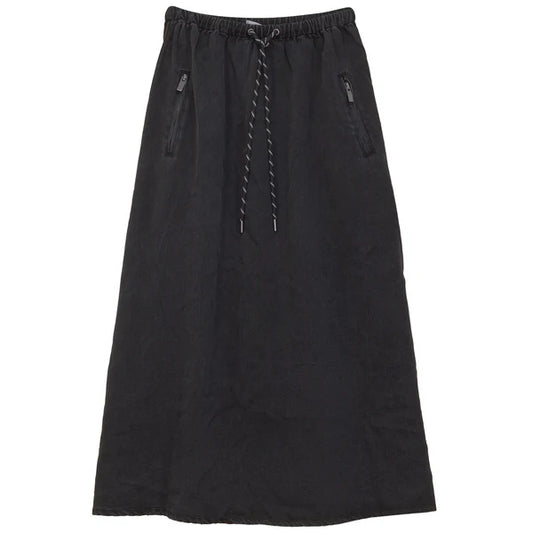 Zipper Pocket Full Skirt- Black Denim