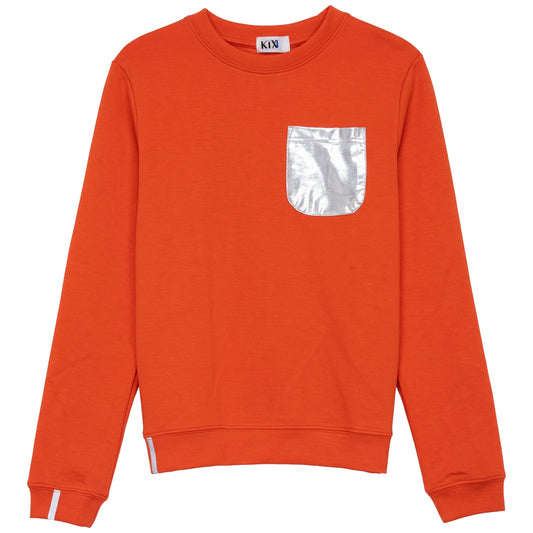 Orange Top with Metallic Pocket