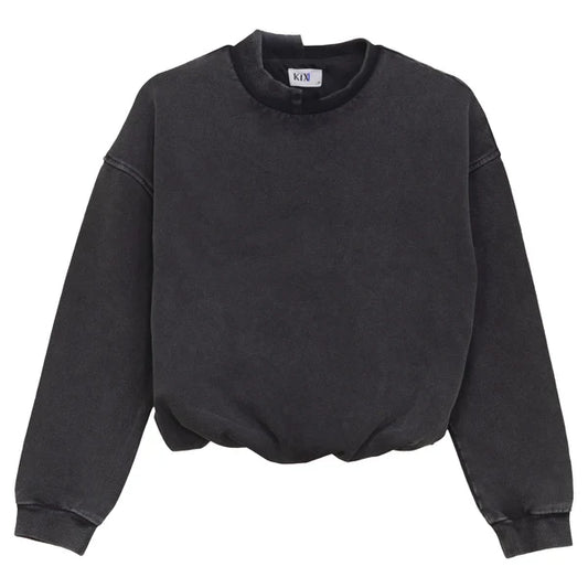 Bubble Hem Sweatshirt - Black