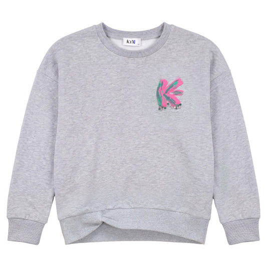 Print Detail Twist Sweatshirt - Grey