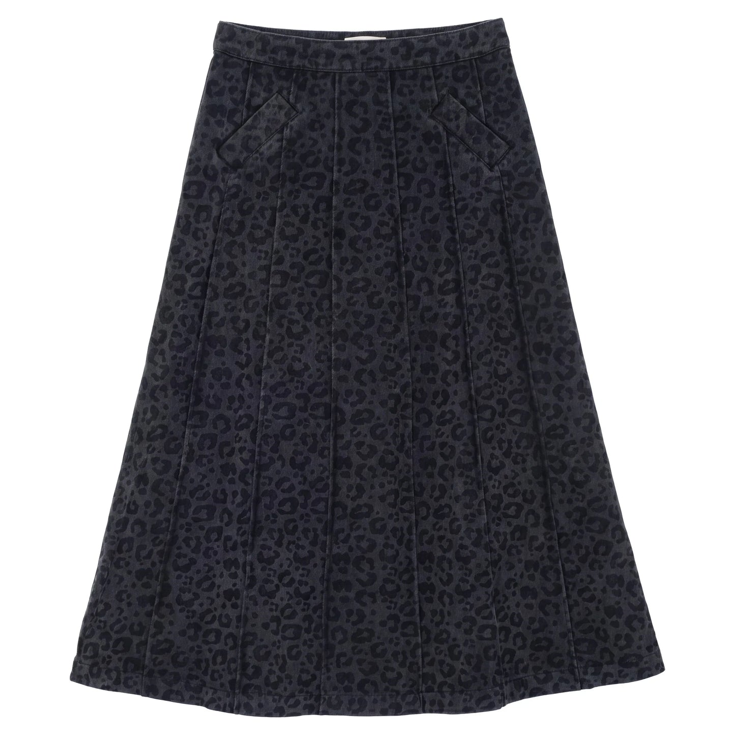 Denim Leopard Skirt - Black Denim