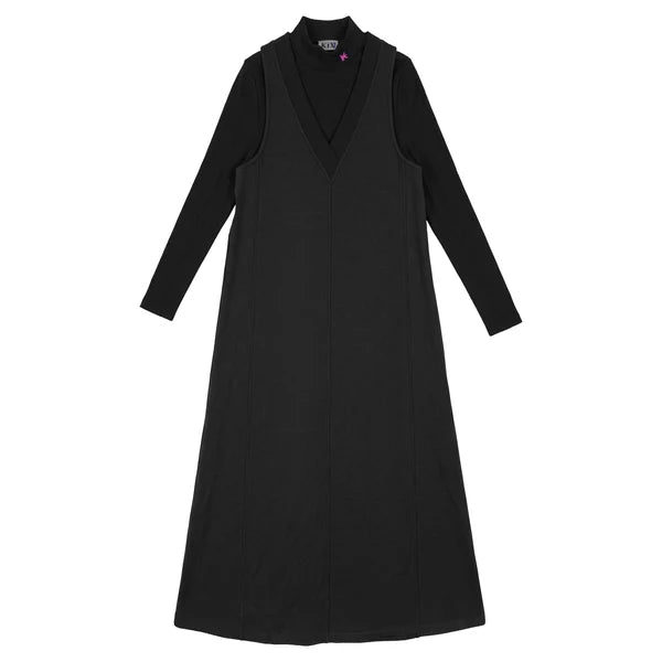 V Neck Maxi Dress - Black