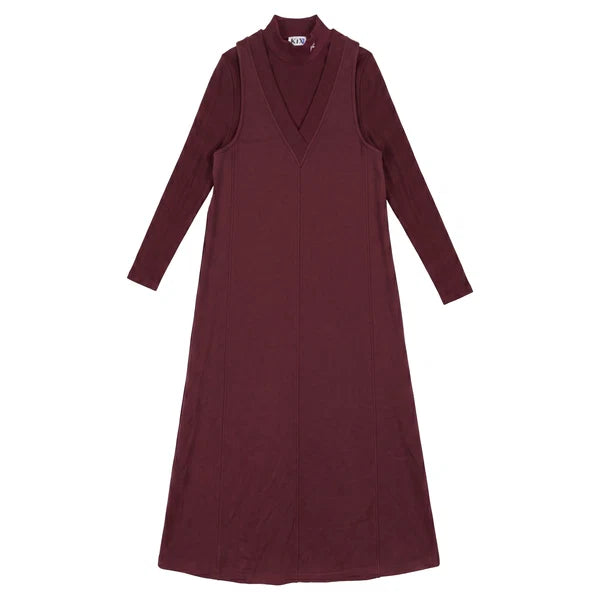 V Neck Maxi Dress - Burgundy