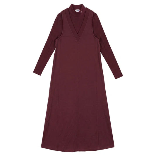V Neck Maxi Dress - Burgundy