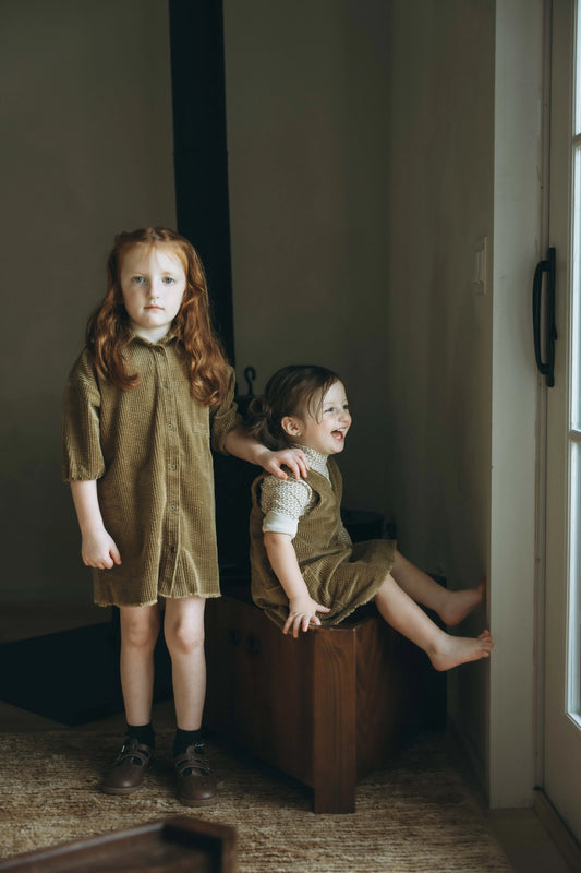 Corduroy Shirt Dress- Blue