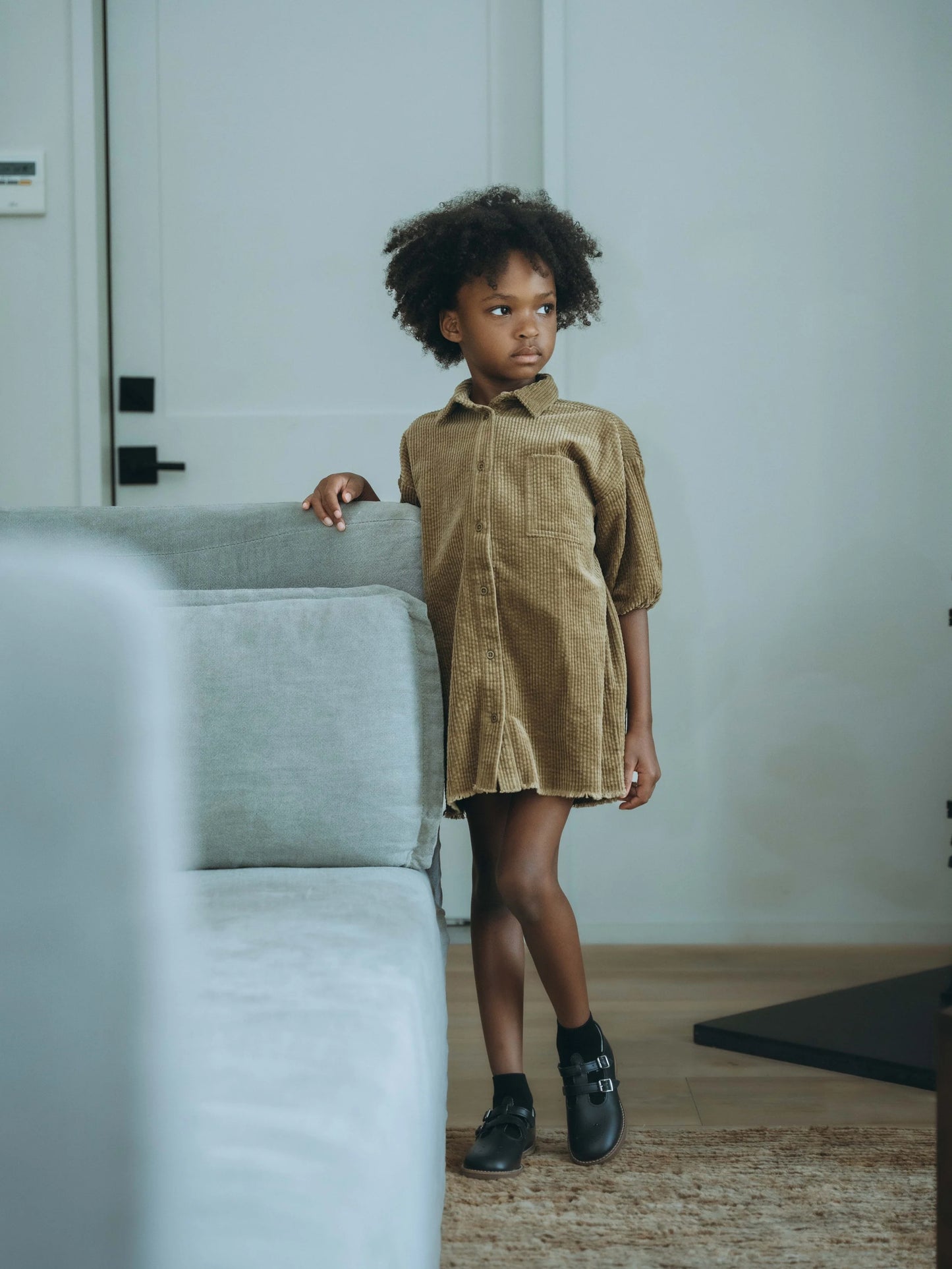 Corduroy Shirt Dress- Blue