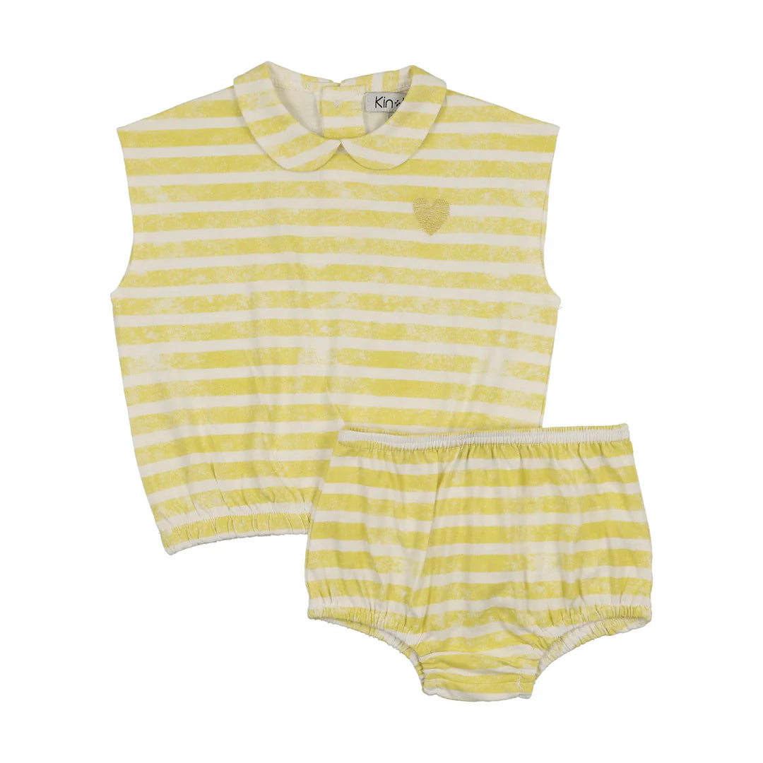 Striped 2 Piece Bloomer Set- Neon Yellow