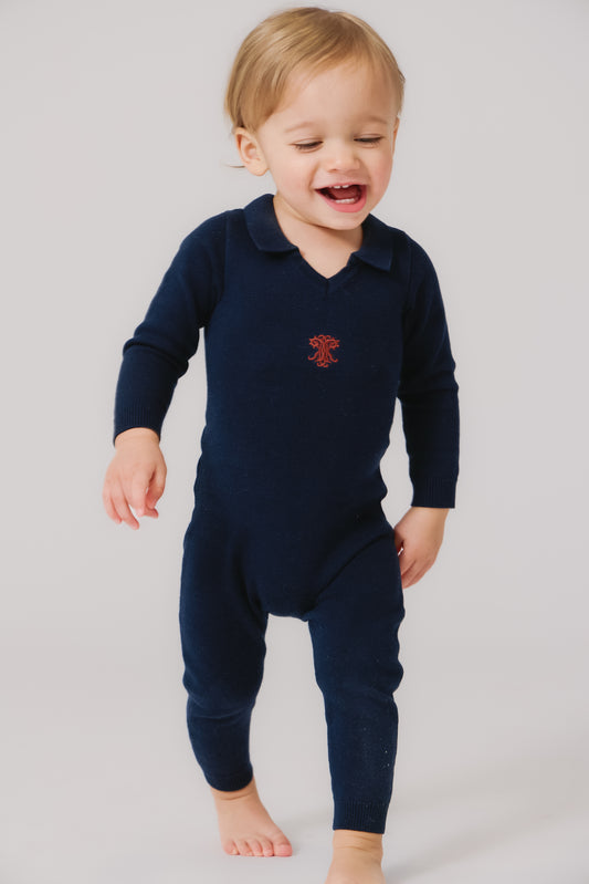 Leo Knit Romper - Navy
