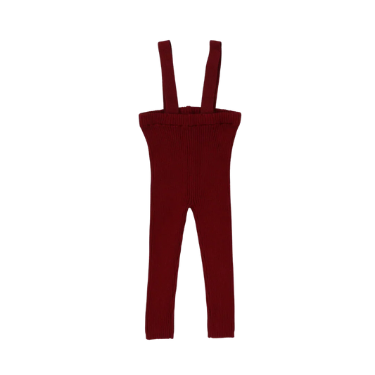 Knit Suspender Leggings- Deep Red