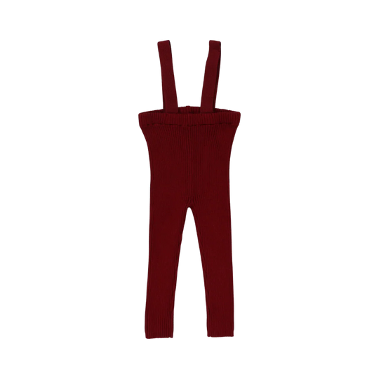 Knit Long Suspender Leggings Deep Red