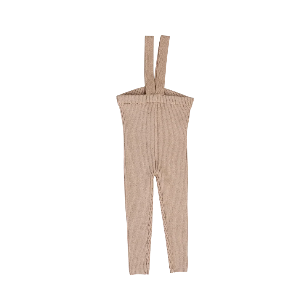 Knit Long Suspender Leggings Dusty Pink