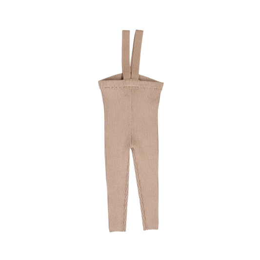 Knit Long Suspender Leggings Dusty Pink