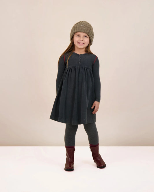 Contrast Stitch Dress Black Wash