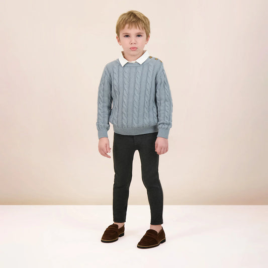 Cable Knit Sweater Dusty Blue