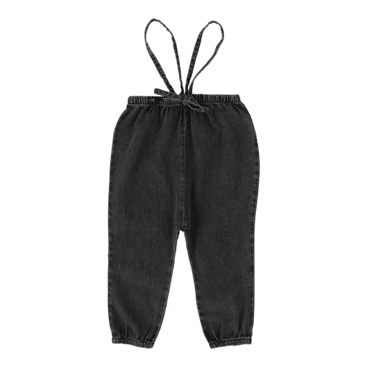 Denim Suspender Pants- Black Wash