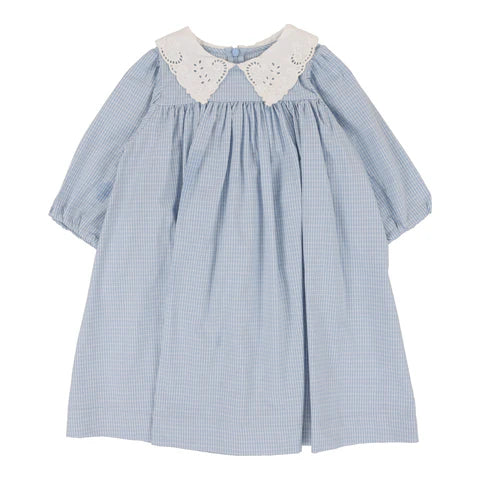 Windowpane Dress Light Blue