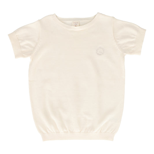 Boy Short Sleeve Crewneck Sweater - White