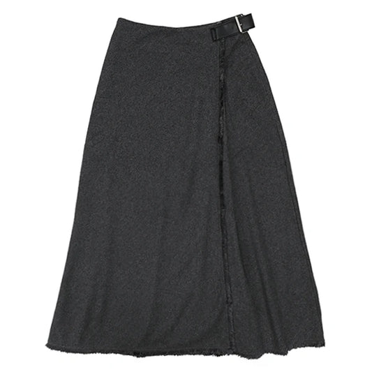 Tia Side Buckle Grey Skirt