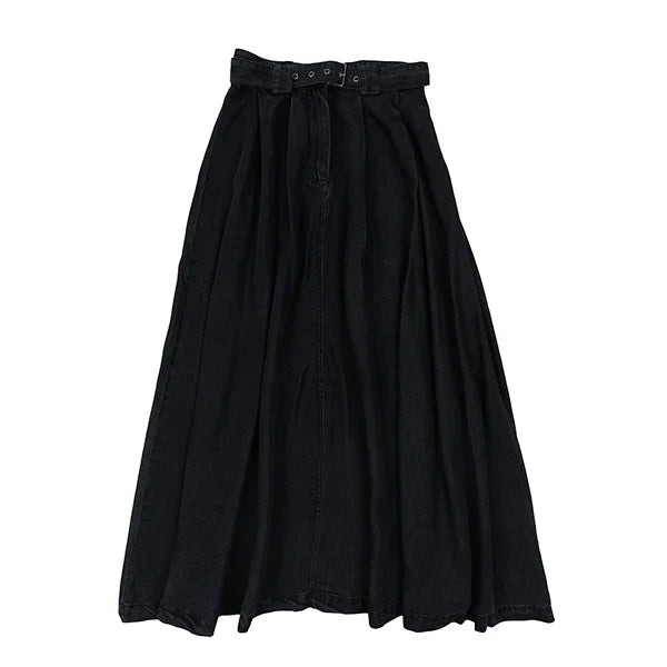 Black Denim Eve Belt Skirt