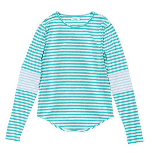 Meg Blue Colorblock Stripe Tee