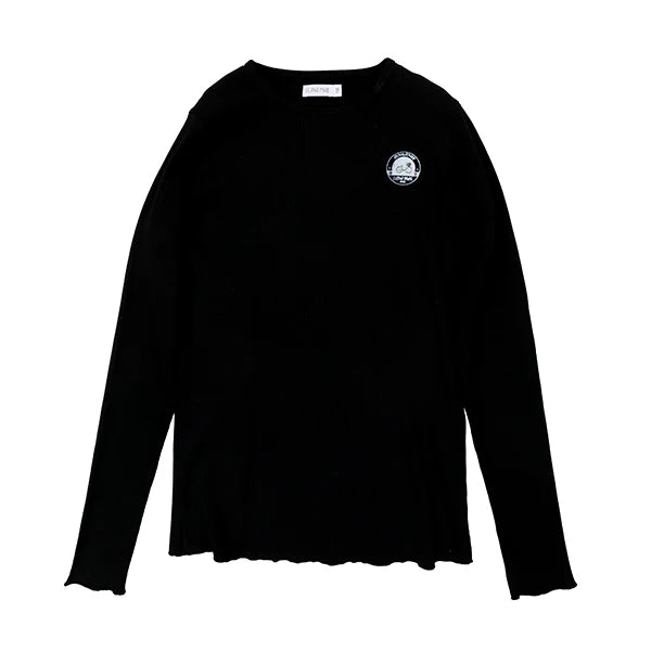 Black Basic Ribbed Logo Tee