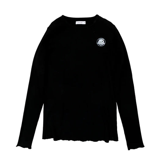Black Basic Ribbed Logo Tee