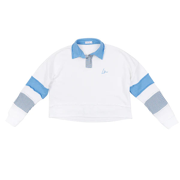 Juno Collar Cropped Sweatshirt Black/White