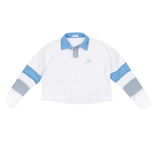 Juno Collar Cropped Sweatshirt Black/White