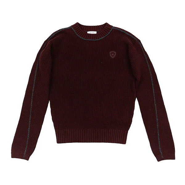 Wine Crewneck Piped Sweater